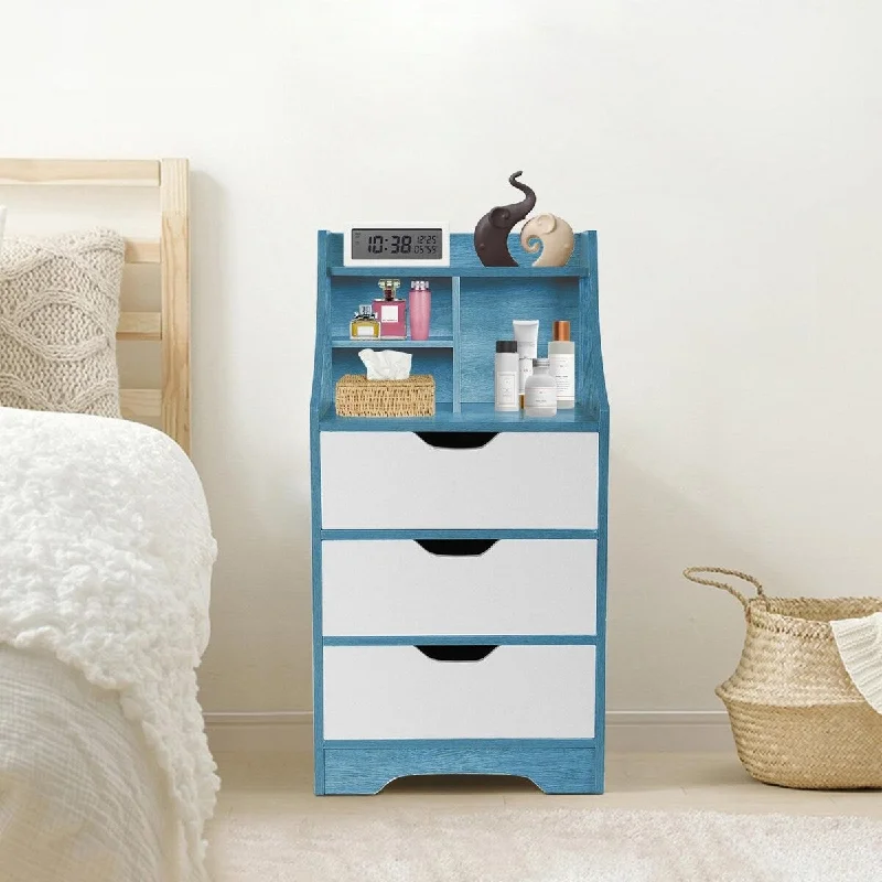 Simple End Table Bedroom Nightstand Coffee Table 3 Drawer With Bedside Cabinet