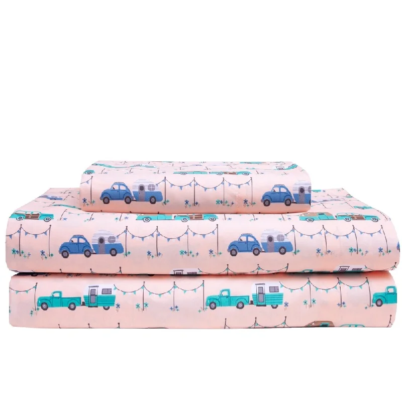 Whimsical Microfiber Camper Caravan Bed Sheet Set