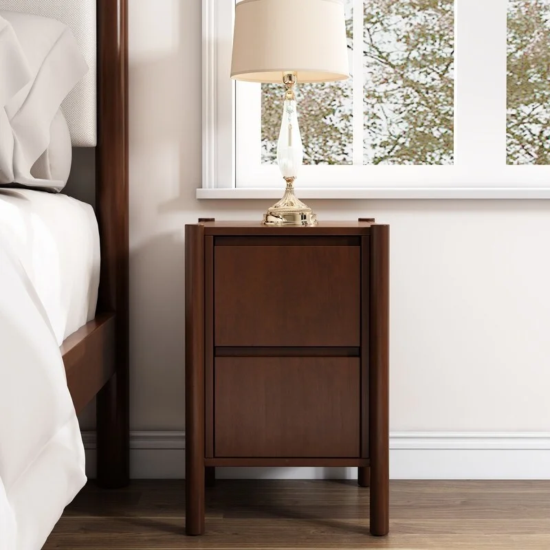 Wooden 2-Drawer Nightstand Bedside Table for Bedroom