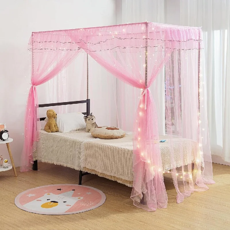 YEERSWAG Elegant Princess Twin Size Bed Canopy Bed Curtain Nets Holiday Present