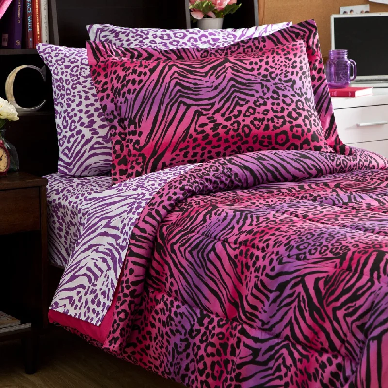 Zebra Leopard Soft Microfiber Bed in a Bag with Sheet Set