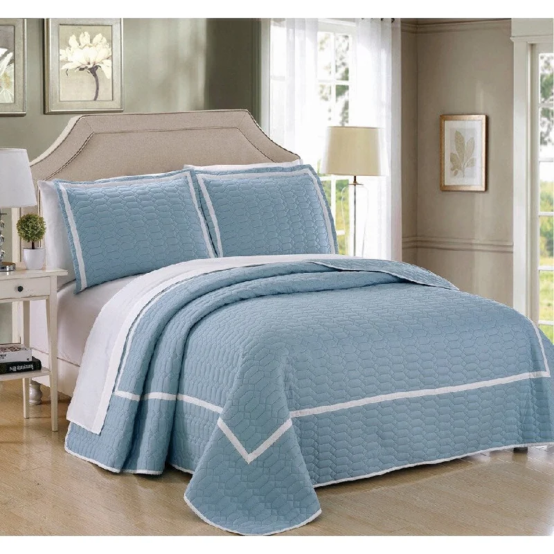 Chic Home 7 Piece Marla Blue Quilt in a Bag Quilt Set