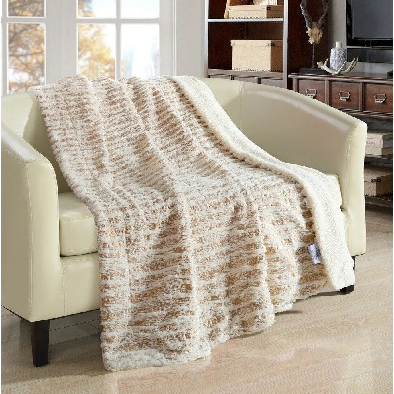 Chic Home Sechylles Reversible Sherpa Beige Throw