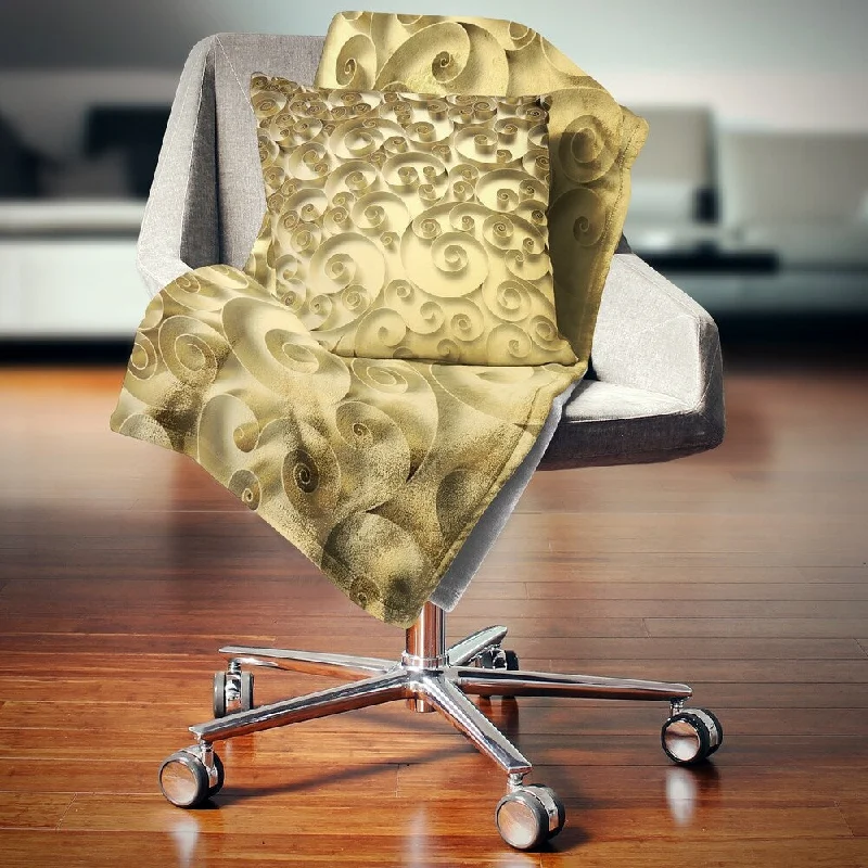 Designart '3D Golden Curly Background' Abstract Throw Blanket