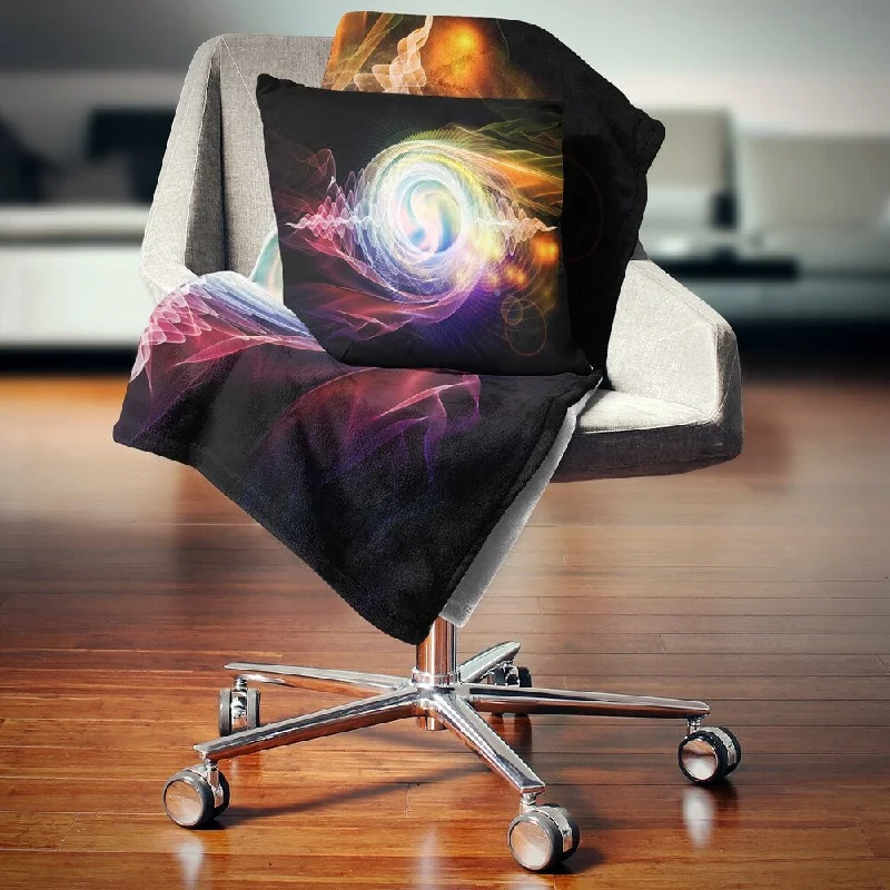 Designart 'Bright Wave Particle in Air on Black' Abstract Throw Blanket