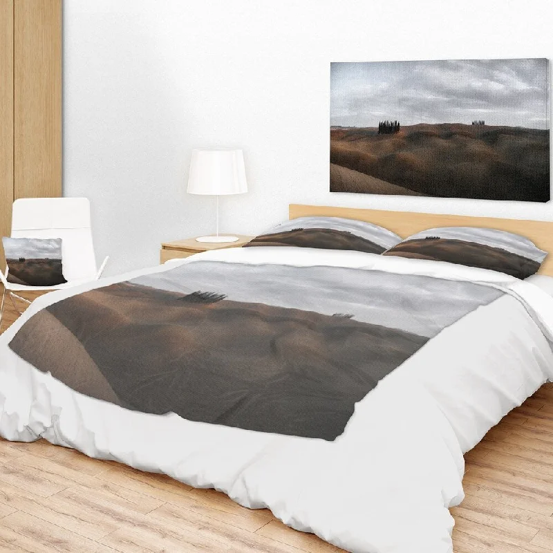 Designart 'Cypress Grove at the Field Panorama' Landscape Fleece Throw Blanket