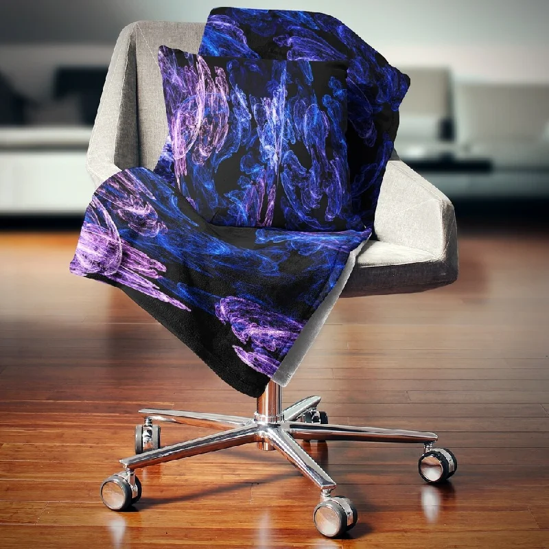 Designart 'Dark Blue Fractal Desktop' Abstract Throw Blanket