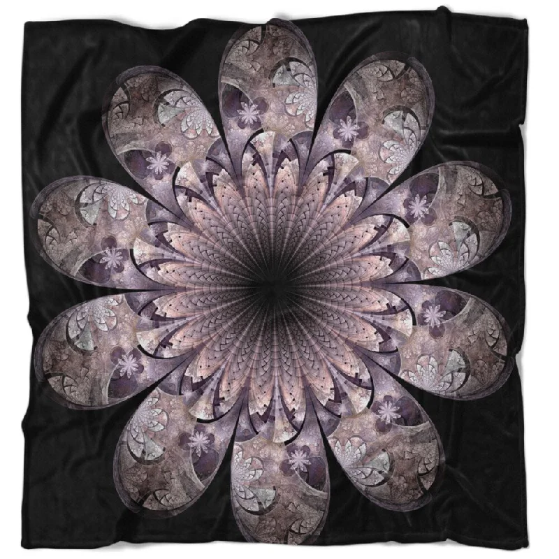 Designart 'Dark Pink Digital Art Fractal Flower' Floral Throw Blanket