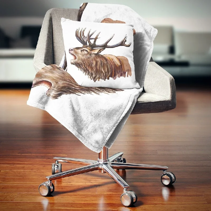 Designart 'Deer Head Illustration Art' Animal Throw Blanket