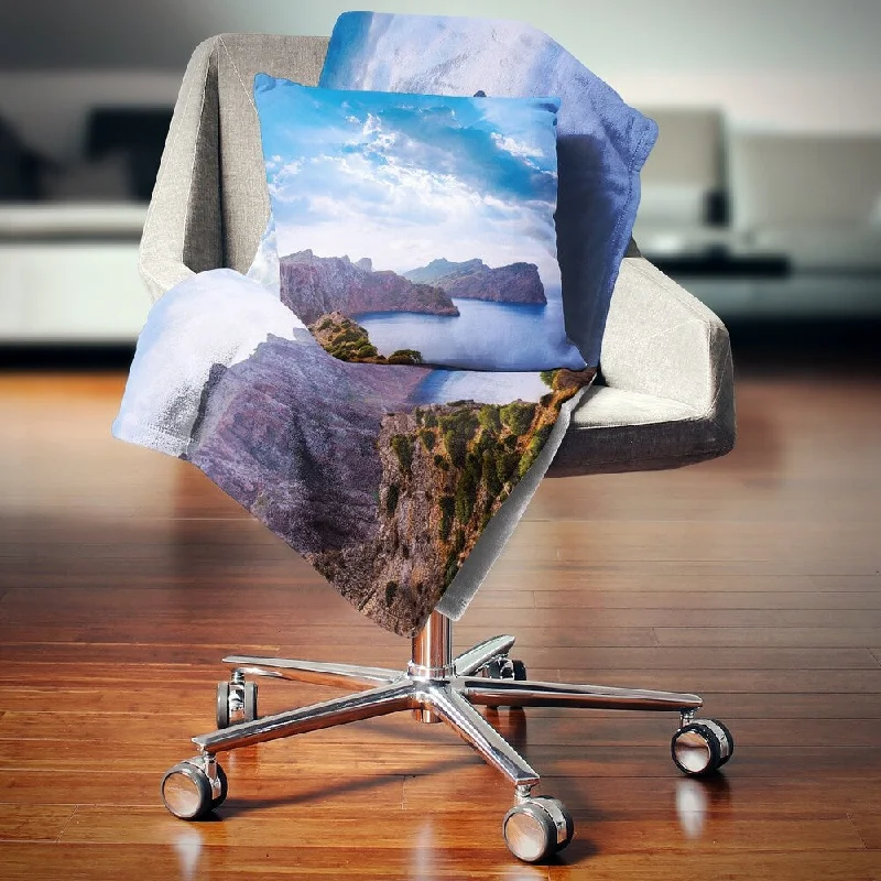 Designart 'Majorca Formentor Cape Rocks' Seascape Throw Blanket