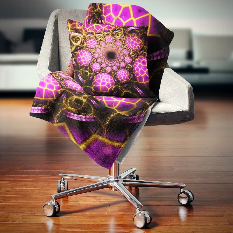 Designart 'Purple Large Fractal Flower Design' Abstract Throw Blanket