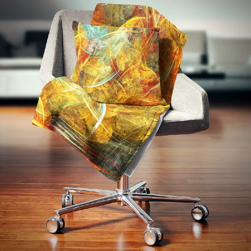 Designart 'Yellow Swirling Clouds' Abstract Throw Blanket