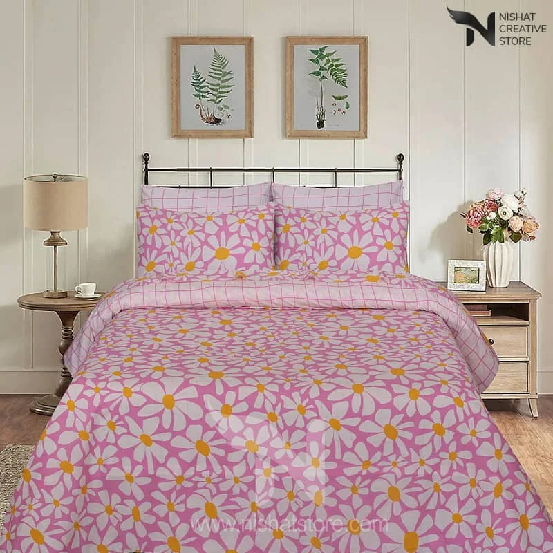 Floral Reversible Cotton Quilt Cover Set 6 Pcs Designs 182