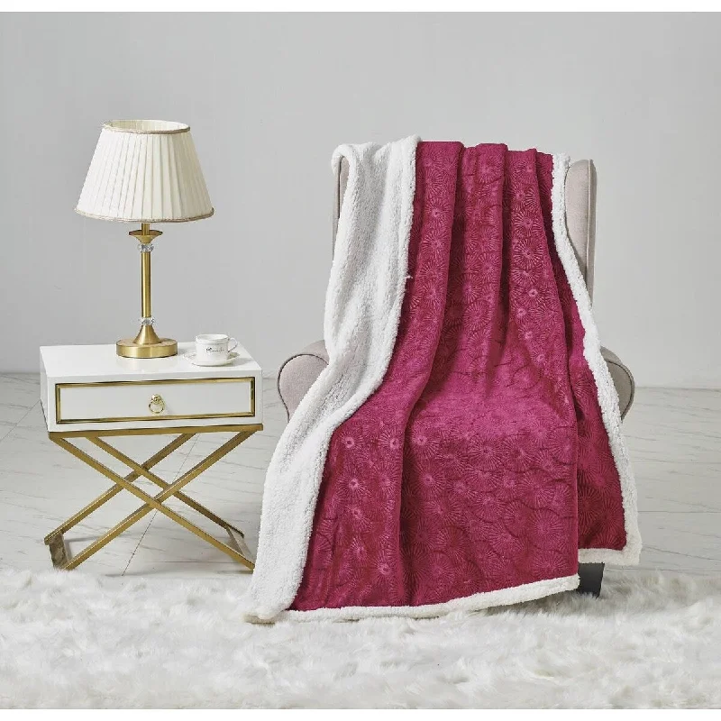 Louver Sherpa Throw Burgundy