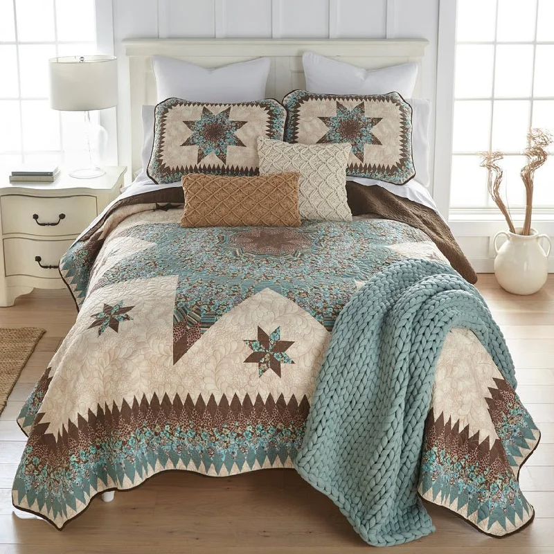 Sea Breeze Star Reversible 3 Piece Quilt Set - King