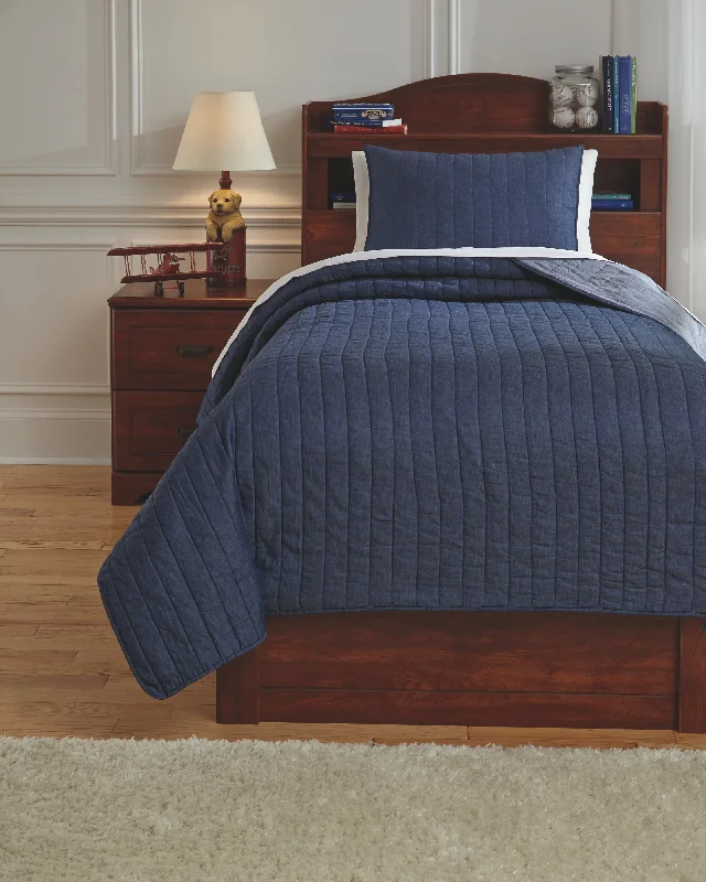 Capella Q771001T Denim Twin Quilt Set